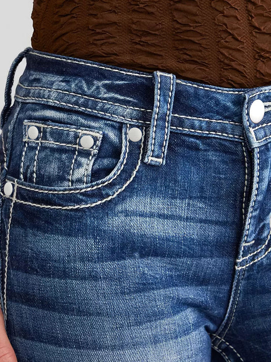 Damejeans Mode Slank Broderi