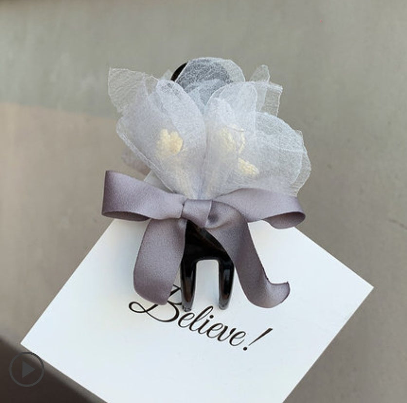 Hairpin back head grabbing clip Korean version of flower hair grabbing medium Korean fabric hairpin