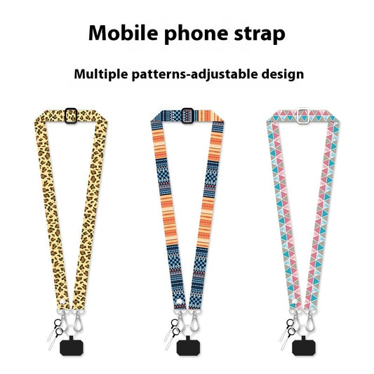 Backless Crossbody Widened Printing Anti-lost Hang Rope Fixed Card Type Mobile Phone Shoulder Strap Neck Rope
