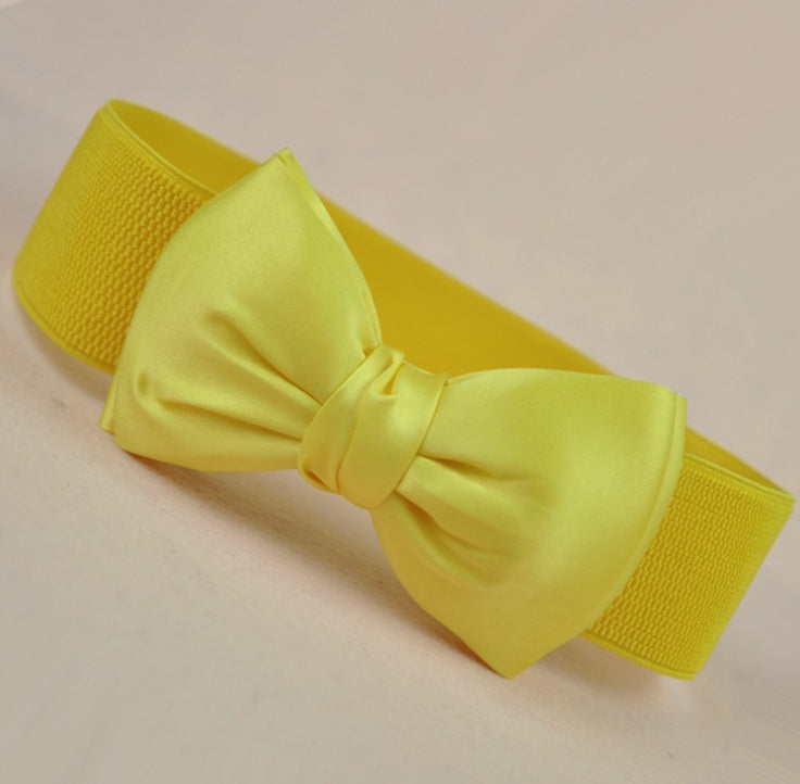 Elastic Bow-Tie Vegan Stretch Leather Womens Belt