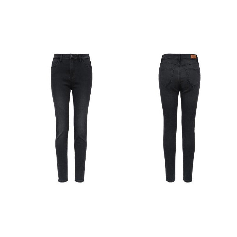 Ladies casual simple black cotton stretch skinny jeans