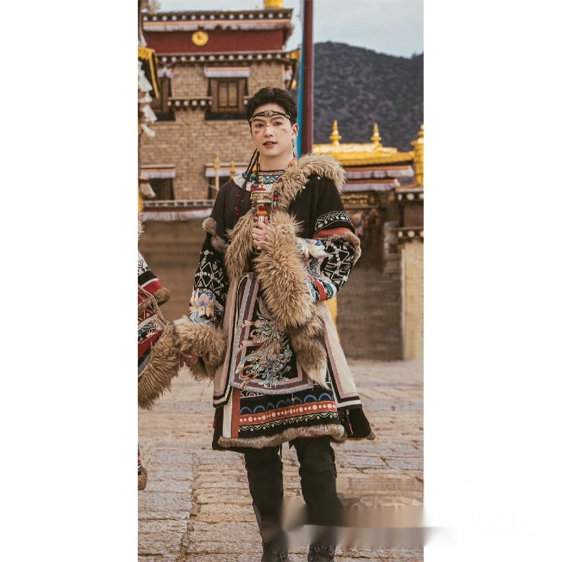 Trip Shoot Costumes Autumn And Winter Big Fur Collar Tibetan Robe