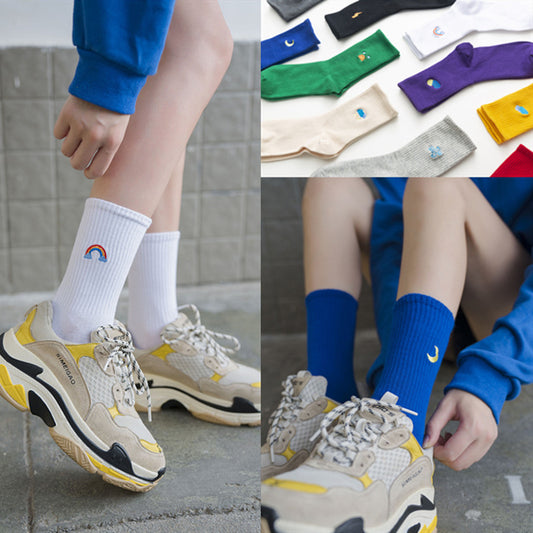 Cartoon embroidered weather tube socks