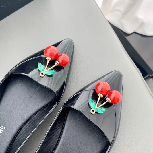 Fashion Pointed Cherry Jelly Women's Shoes Flat