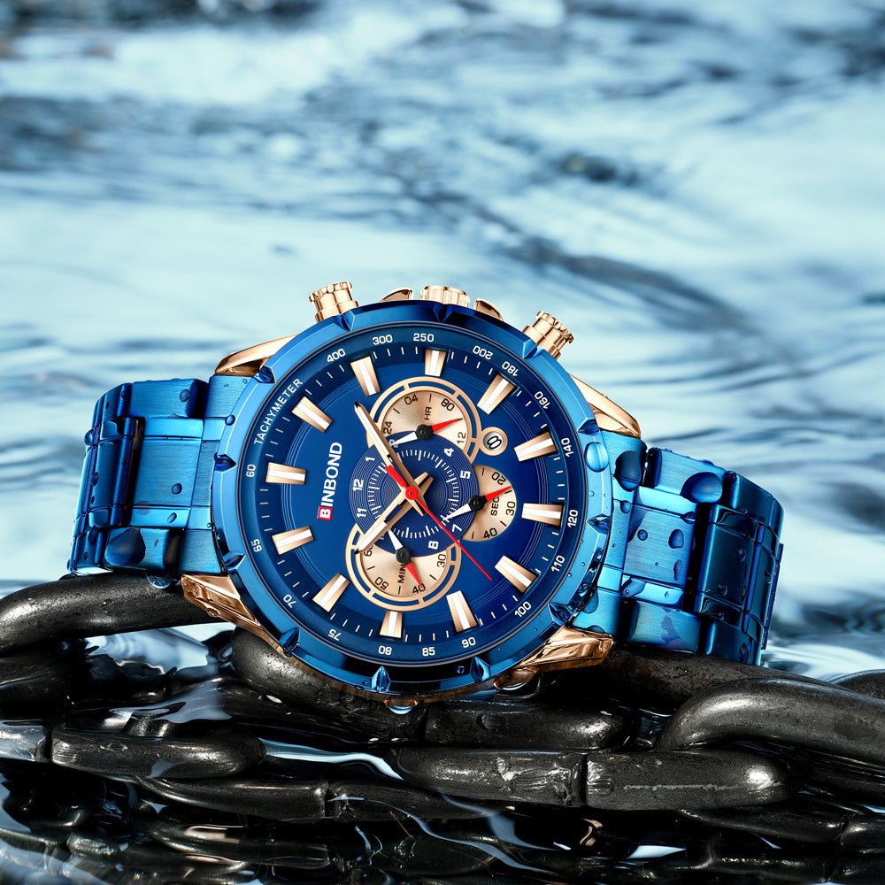 Tactical Motorcycle Waterproof Luminous Watch Timing Multi-Pointer