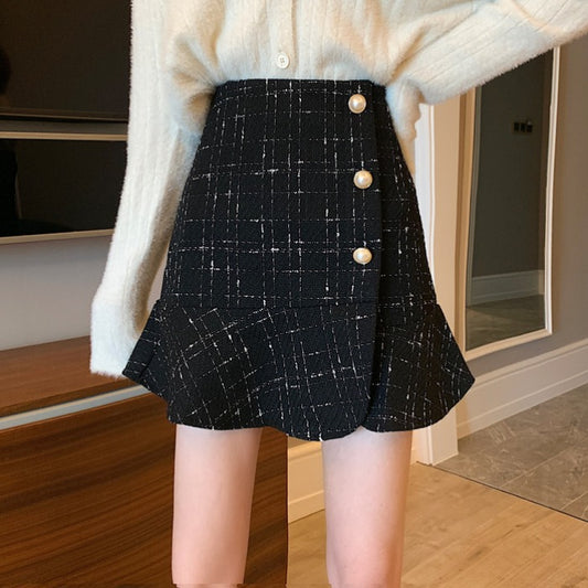 Thin a-line bag hip skirt ruffled fishtail skirt