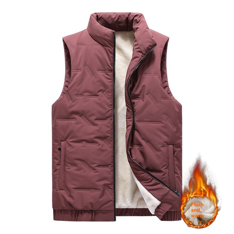 Autumn And Winter Fleece-lined Thickening Stand Collar Cotton Vest