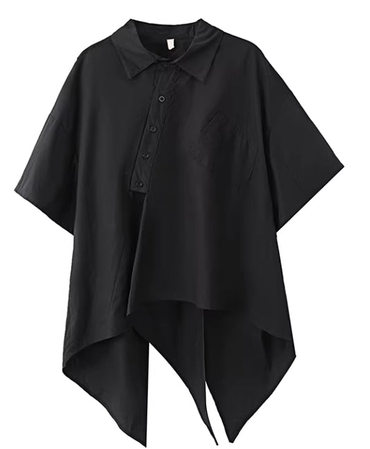 Dark-style Niche Asymmetric Short-sleeve Shirt
