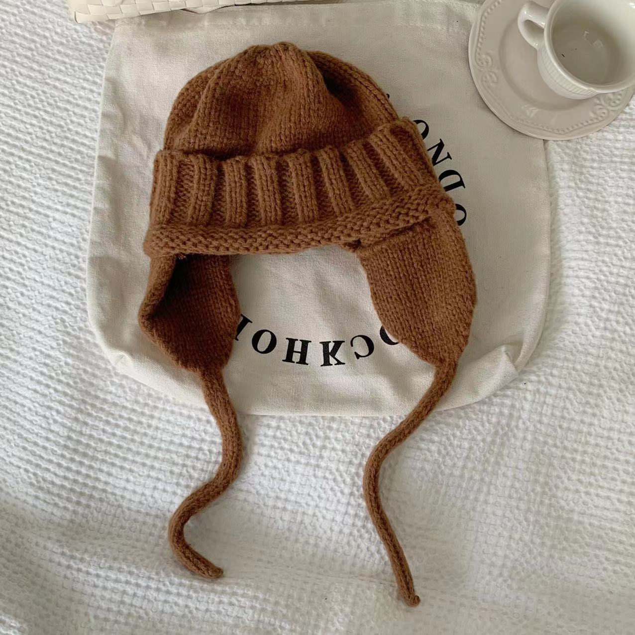Keep Warm Pure Color Ear Protection Knitting Woolen Cap