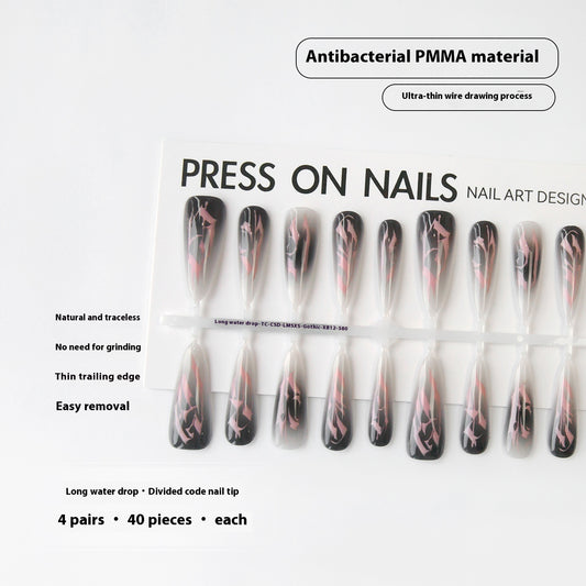 European And American Y2g Antique Ins Style Manicure Long Water Drops Frosted