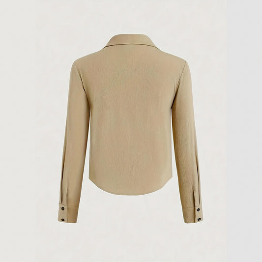 Plisseret Elegant Langærmet Top til Kvinder