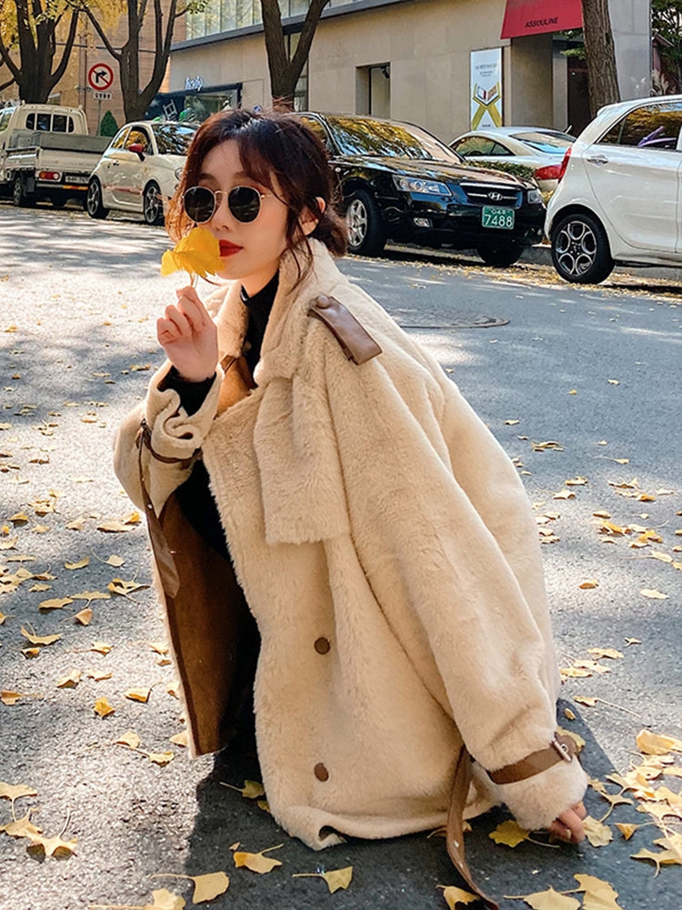 Lamb Wool Cotton Coat Women's Loose