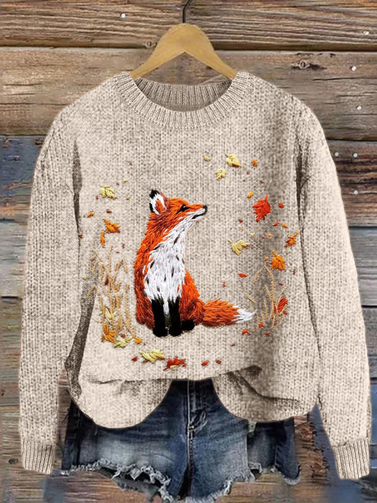 Casual Round Neck Sweater Couple's Tops