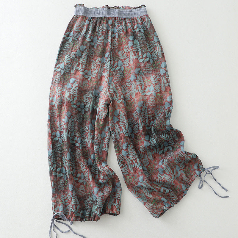 Cotton And Linen Art Retro Women's Casual Pants Loose Print