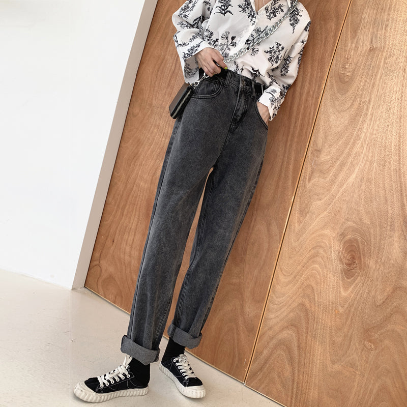 High-rise smoky grey jeans