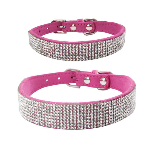 Adjustable Suede Leather Dog Collar Leash Set