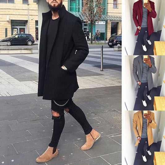 Woolen windbreaker coat