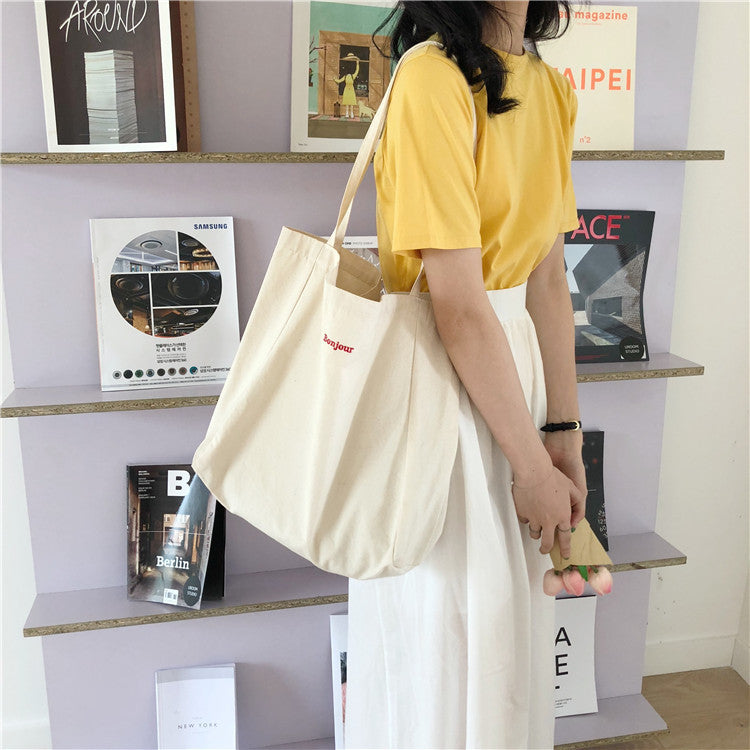 Super Large-capacity Shopping Embroidered Canvas Bag