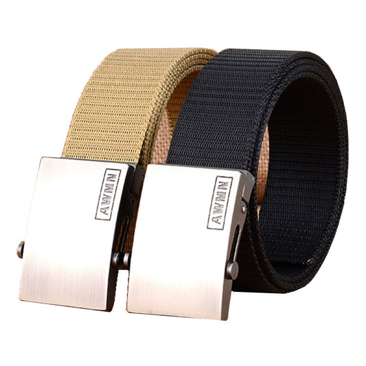 Herre bælte i kanvas med glat spænde