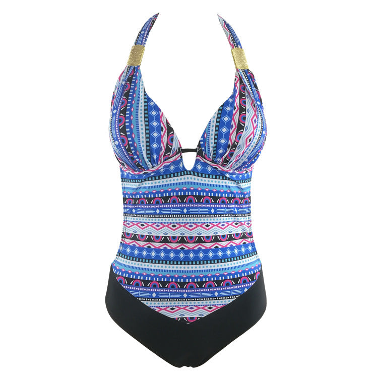 Printed Siamese Back Hollow Halter