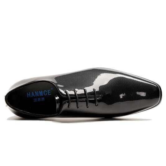 Pointed Toe Cowhide Business Suit Low-top Patent Leather Shoes