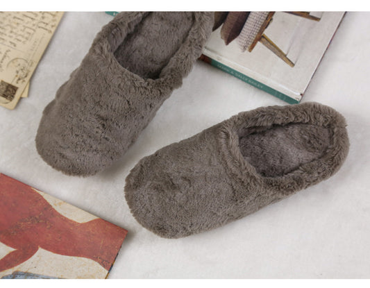 New Women's Coral Fleece Home Slippers Solid Color Casual Simple Warm Closed Toe Home Indoor Plush Cotton Slippers Women