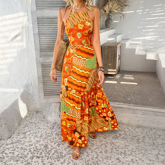Comfortable And Stylish Bohemian-print Slip Maxi Dress
