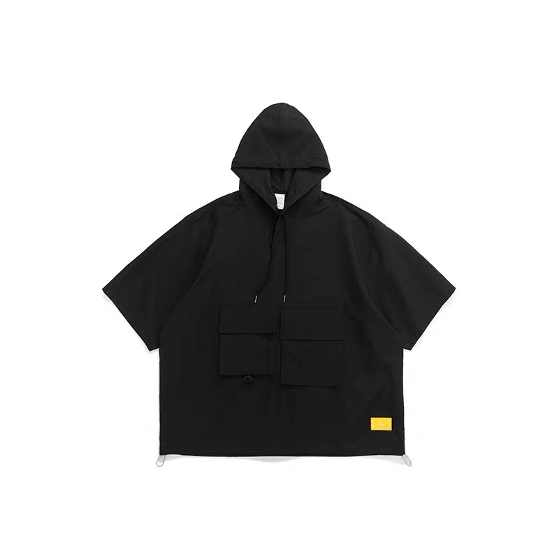 Suit hooded trench coat casual shorts overalls
