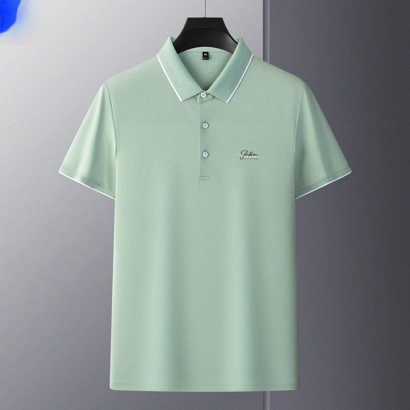 Men's Summer New Style Casual Business Rhinestone-Embroidered T-Shirt