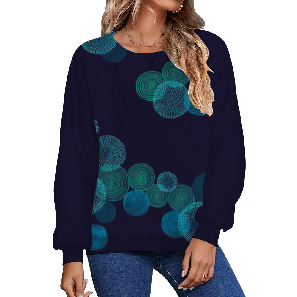 Women's Fall Winter Fashion Printed Loose Casual Long Sleeves Round Neck Sweater