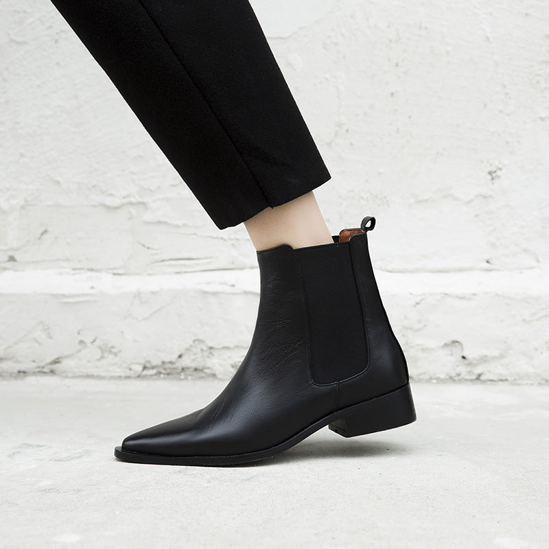 Flat Bottom Snake Short Boots Women's Low Heel Pointed Boots