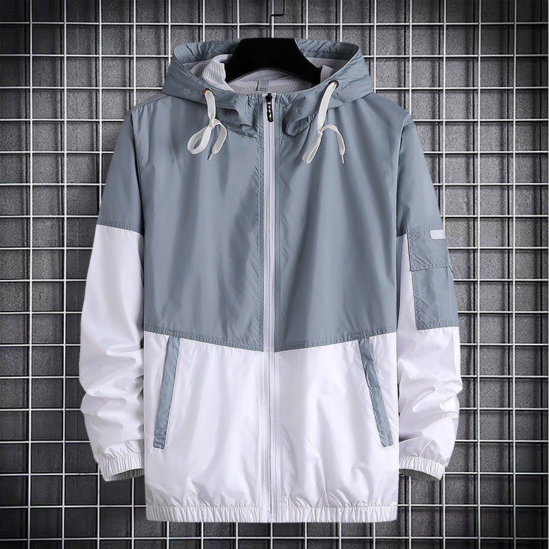 Men's sports plus size hooded jacket trench coat