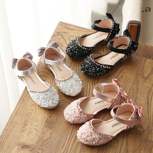 Girl's sandals with rhinestone soft bottom