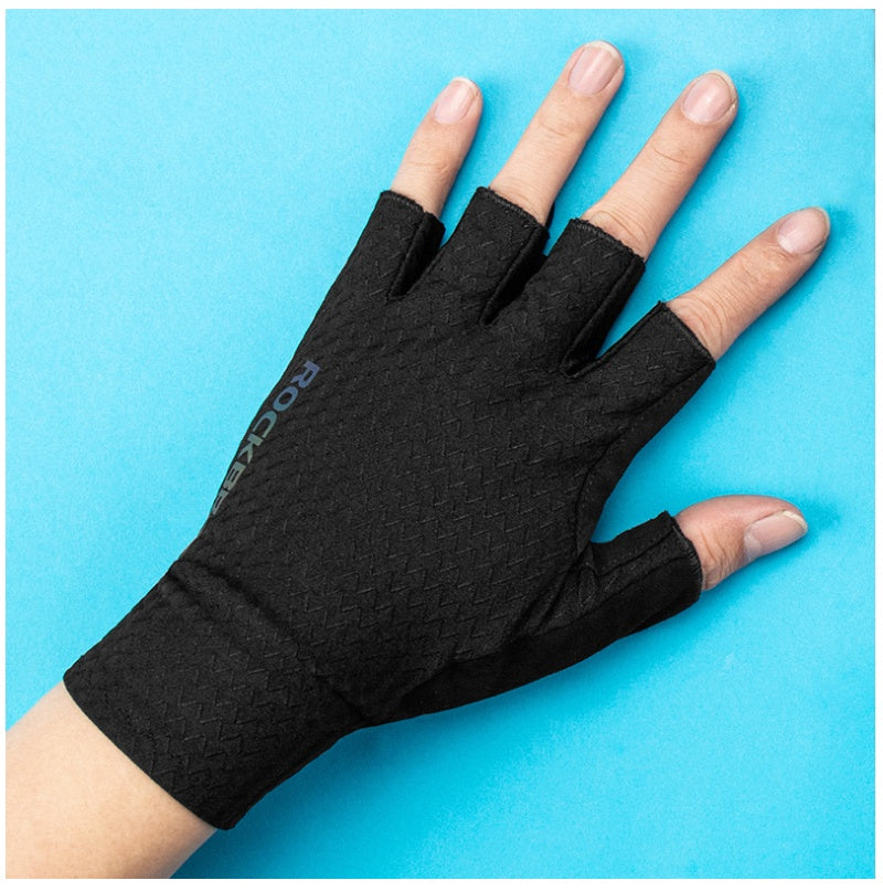 Anti Skid Quick Drying Ice Silk Short Finger Gloves For Road Vehicles
