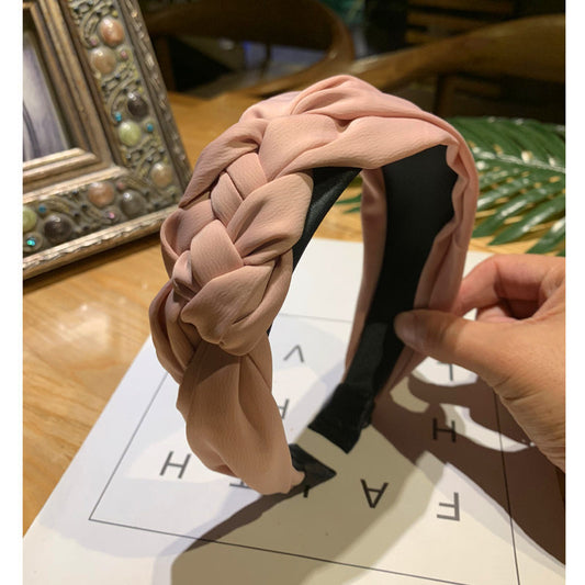 Korean Version of Solid Color Braided Wide-brimmed Fabric Headband