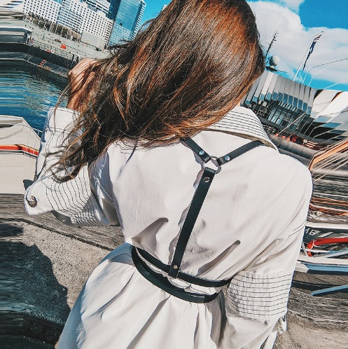 Paired with casual leather waistband straps