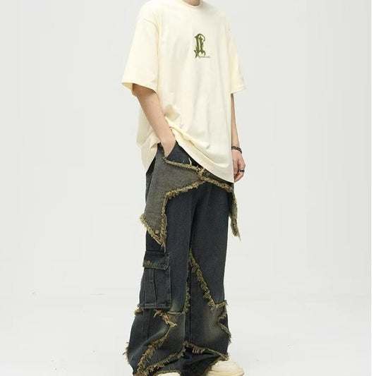 Plus Size Retro Straight Loose Wide-leg Workwear Jeans