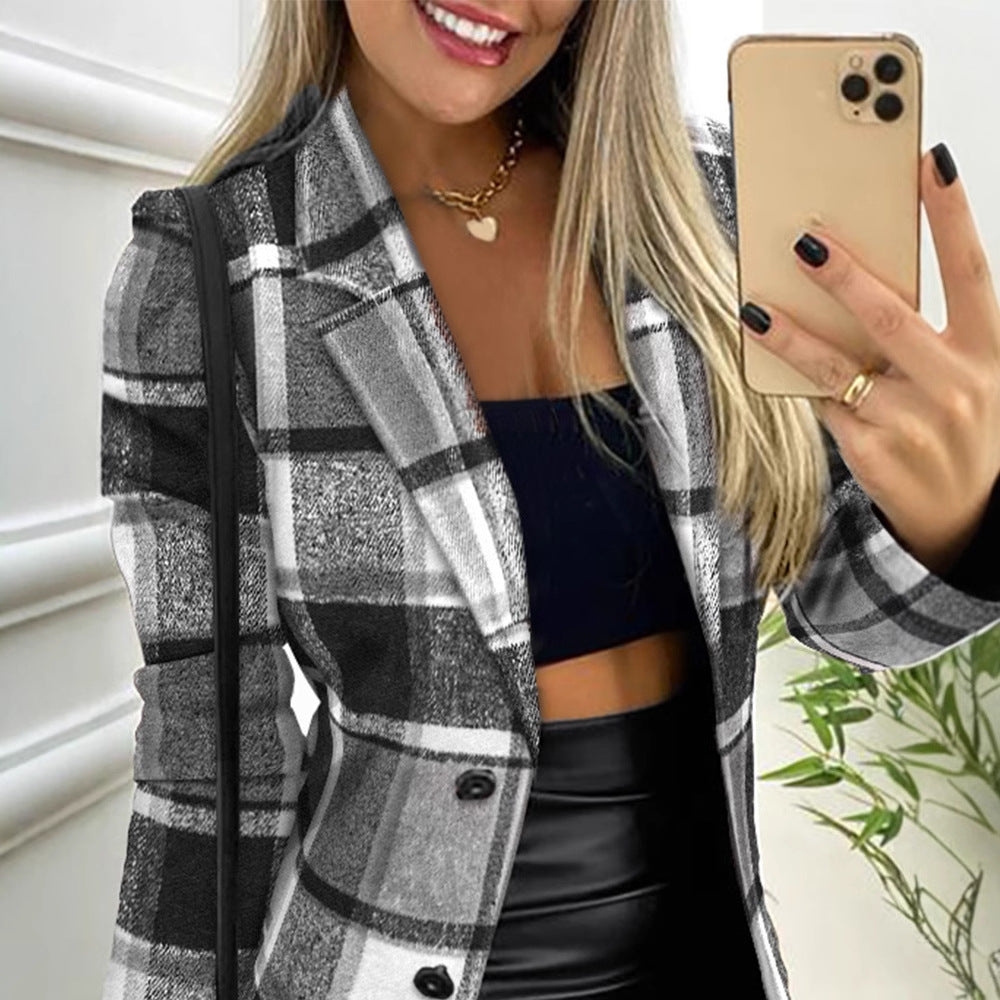 Brushed Suit Collar Long Sleeve Coat