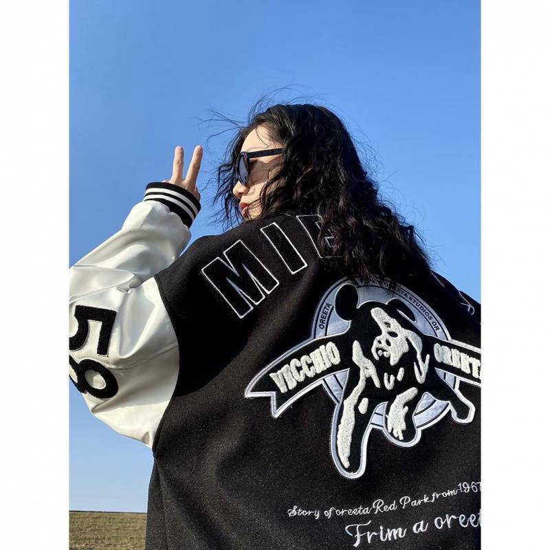 Spring And Autumn American Retro Baseball Uniform Hip Hop Jacket Loose