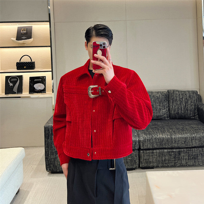 Chinese Retro Style Red Jacket Fashionable Men And Women