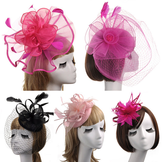 Dame Med Høj Hat Vintage Gaze Diadem Banket