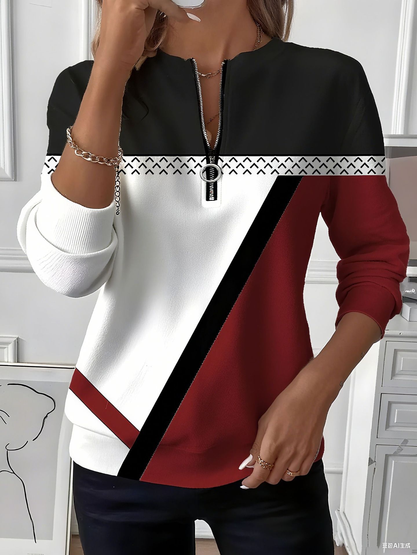 Raglan-sweatshirt til kvinder med juletryk