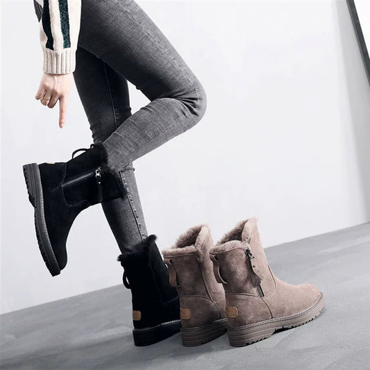 Snow Boots Plus Velvet Padded Short Boots And Large Cotton Shoes