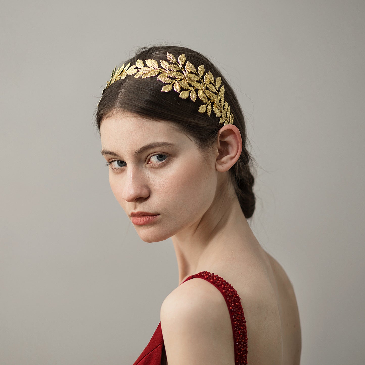 Golden leaf handmade bridal headdress