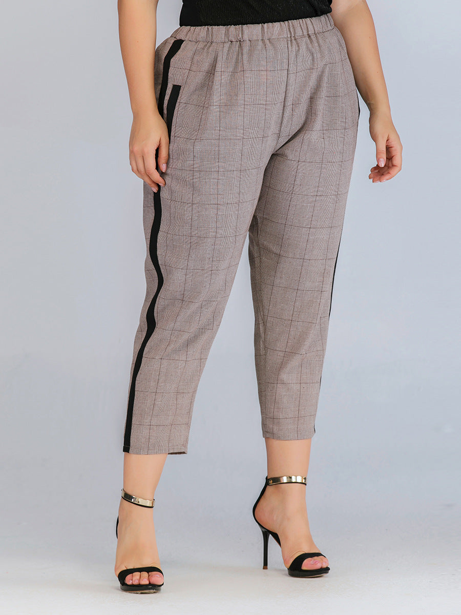 Slim Check Straight Suit Pants