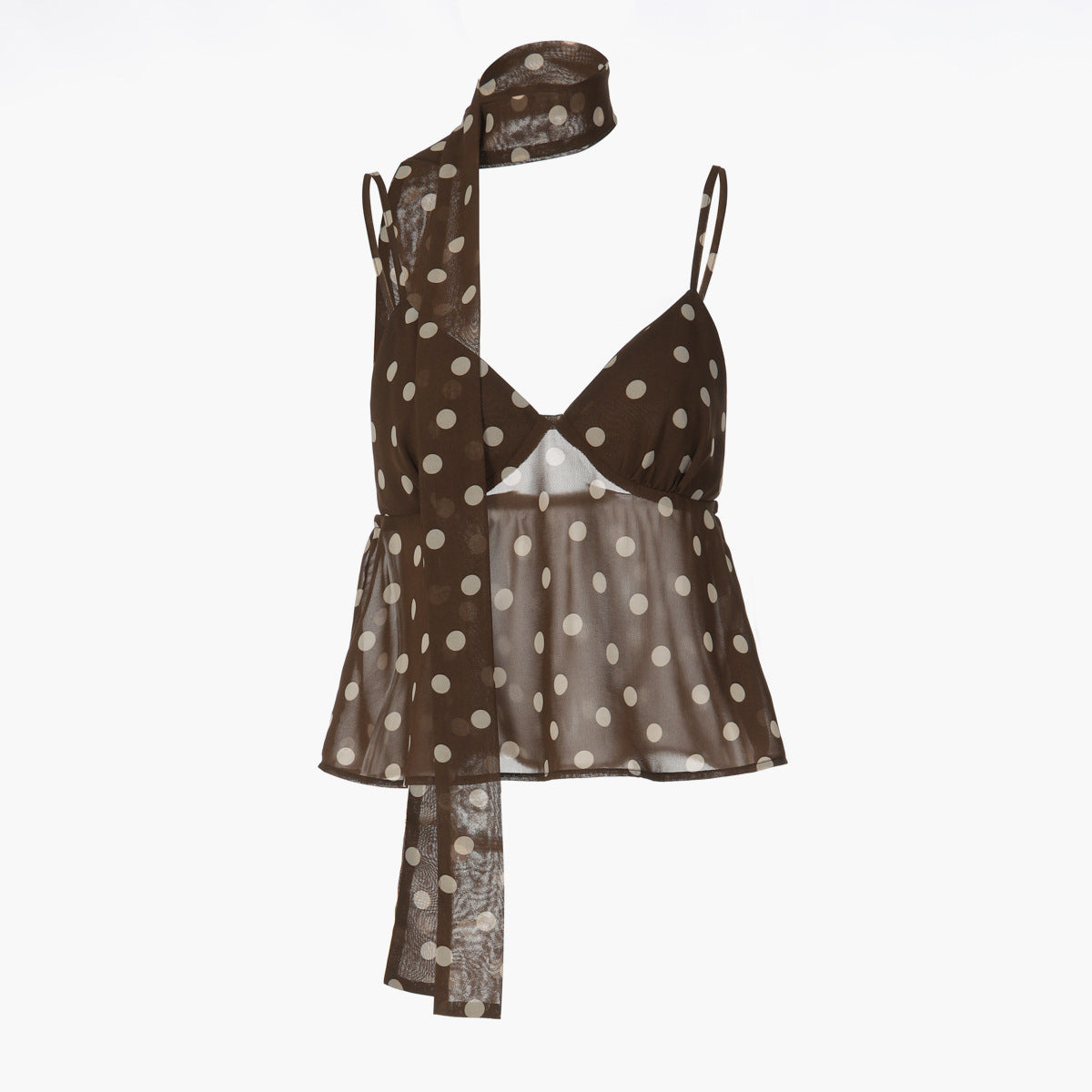 Women's V-neck Backless Polka-dot Camisole, Plus A Complimentary Silk Ribbon
