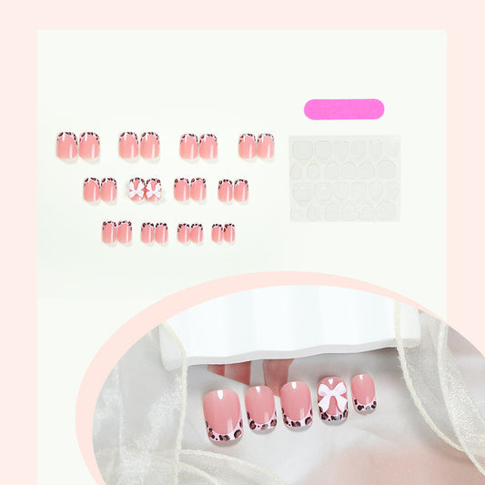 Short Wear Nail Sticker Bow Leopard Print