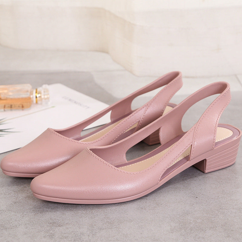 Wedge Heel Shallow Mouth Casual Plastic Mid-heel Single Toe