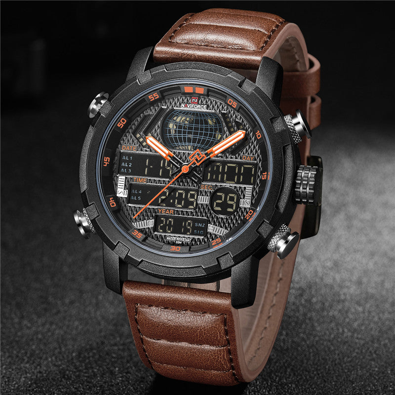 Men's sports double display movement multi-function watch