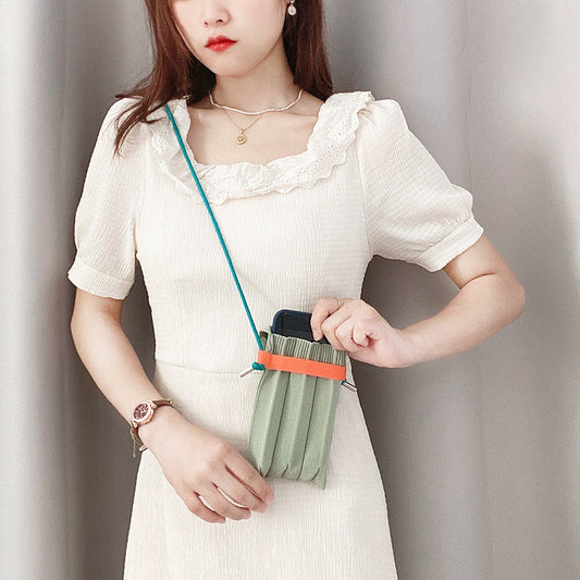 Multicolor Pleated Organ Woven Crossbody Mini Casual Shoulder Bag